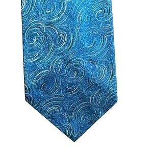 Bullock's Wilshire Fabiani SILK blue swirl neck tie. Vintage? work office party